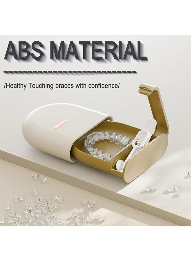 علبة تقويم أسنان مزودة بفتحات تهوية، علبة تقويم رفيعة قابلة للسحب، متوافقة مع مجموعة واقيات الفم، تقويم أسنان عصري مع أداة إزالة المثبت وفرشاة - Image 3